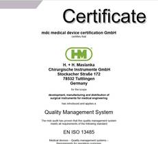 Certificate DIN EN ISO 13485